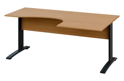 CEK 17 - 187 stůl kancelářský, rohový, pravý, kovová podnož černá, deska 18 mm, široký 1800 mm, buk